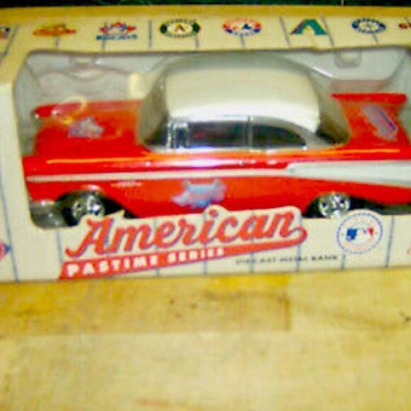 NIB ERTL American Pastime Series Angels 1957 Chevy 210 Bank MLB. NlB - Picture 1 of 15